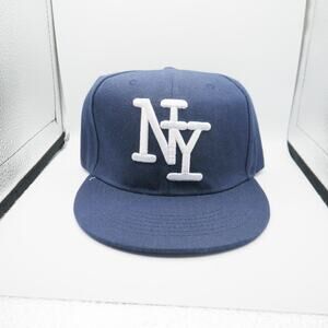New‎ York Lettering Logo Fitted Hat Navy / White Mens Size 7